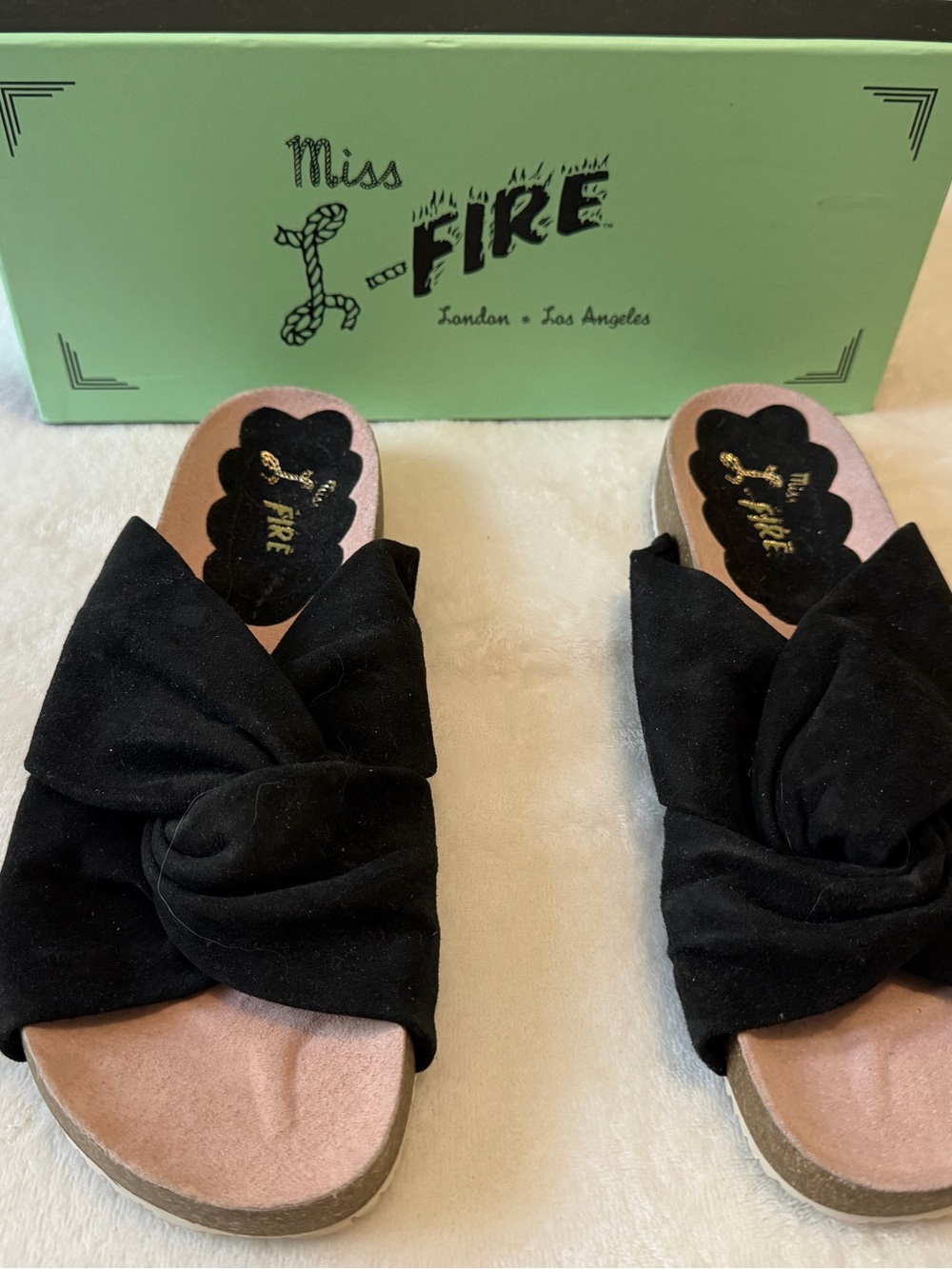 Miss L-Fire Black Knot Slide Sandals 41